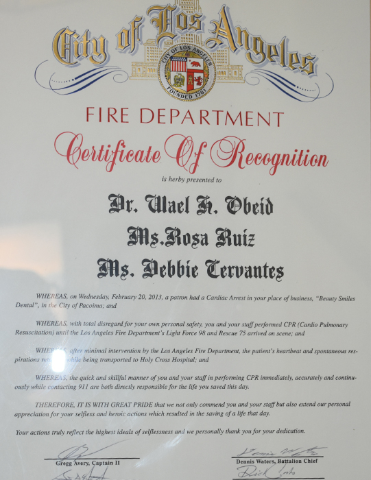 dental certificate award