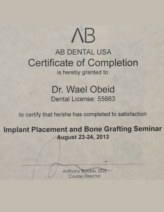 dental certificate award